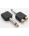 單聲道 6.5 轉 2RCA 蓮花頭 AV頭 1分2音頻分頭 轉接頭